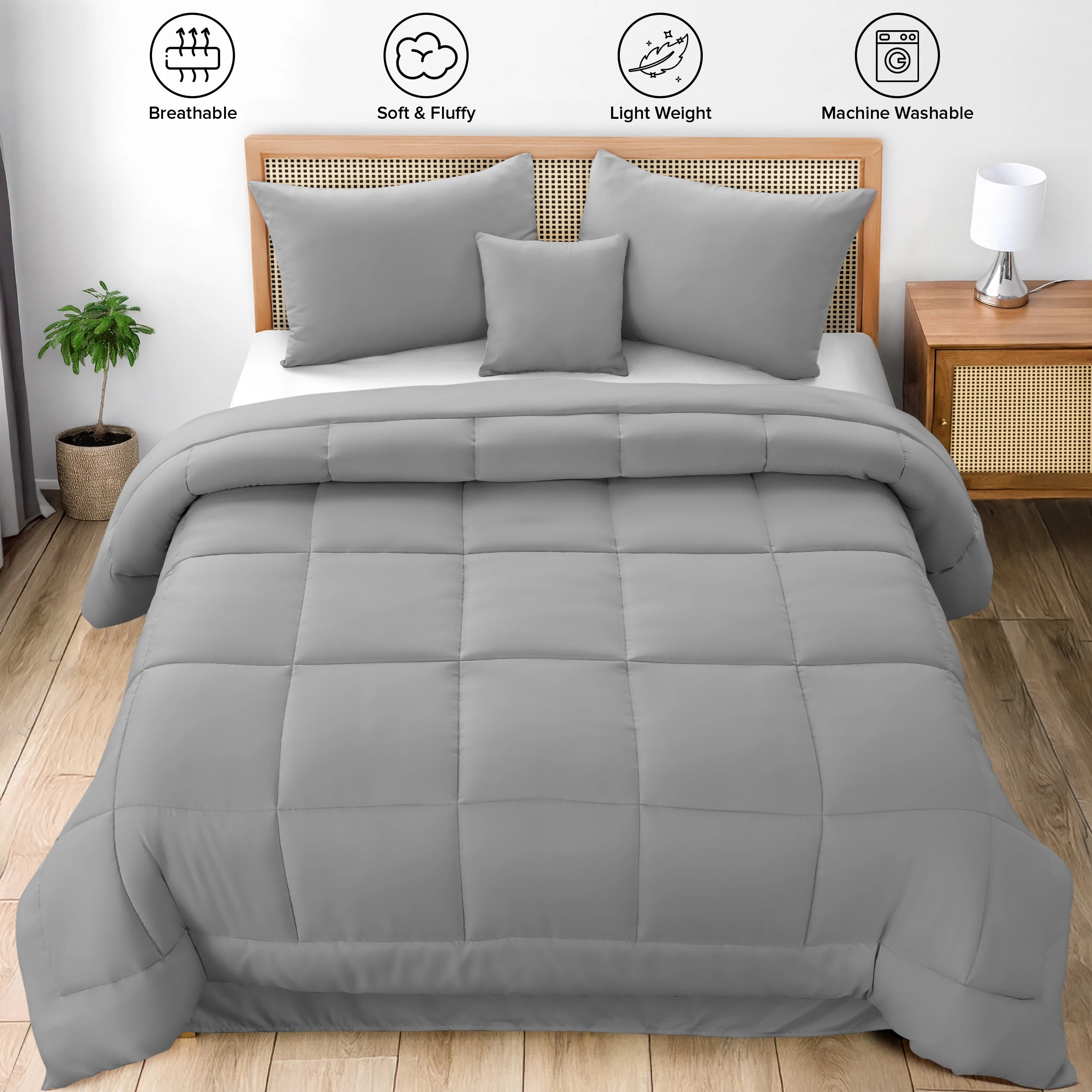 Lux Décor Premium 5-Piece Comforter Set - Ultra-Soft Microfiber Bed in a Bag with Shams, Decorative Pillow & Bed Skirt