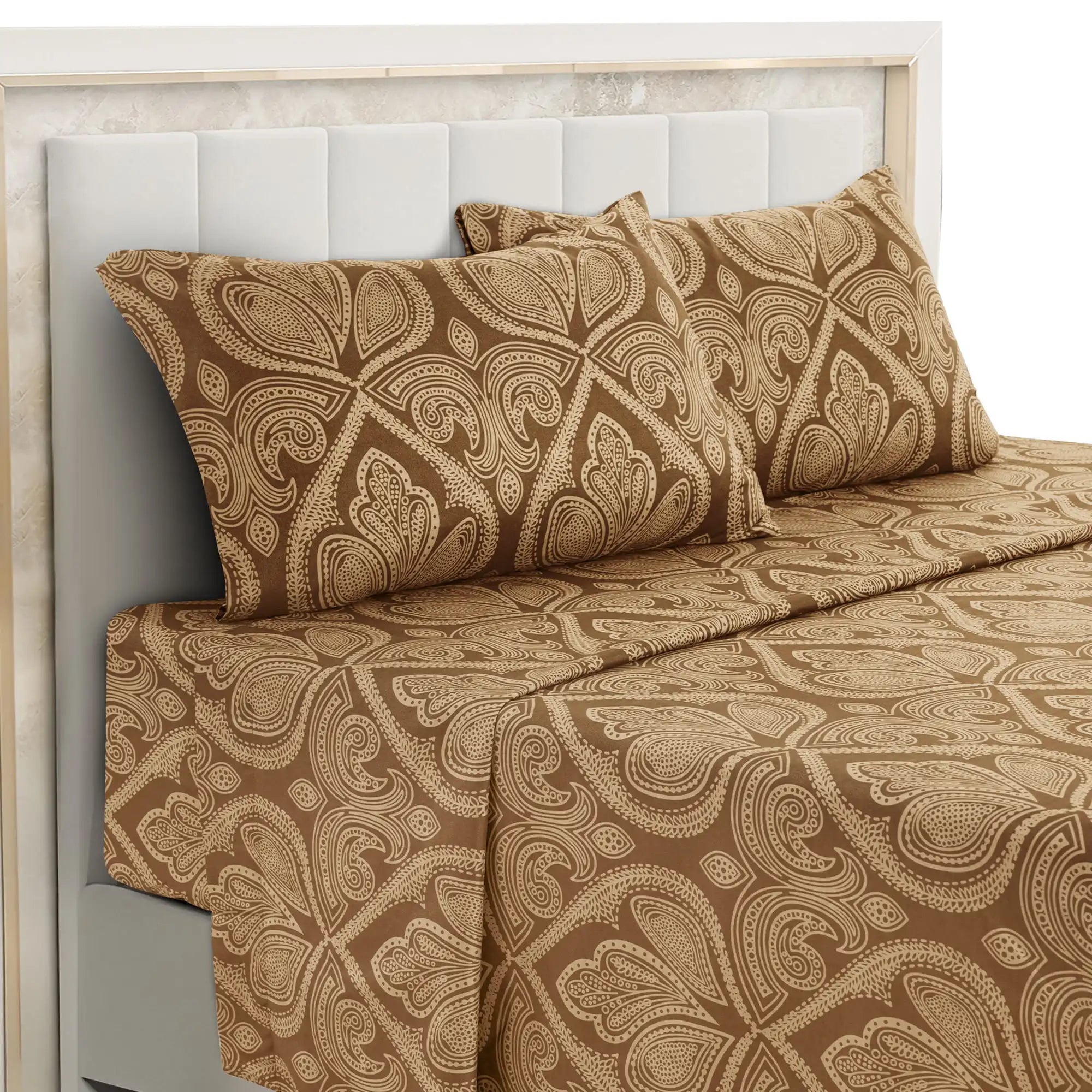 Gold Embroidered Lace Bed Skirt - Quilted Thick Anti-Slip Bedspread