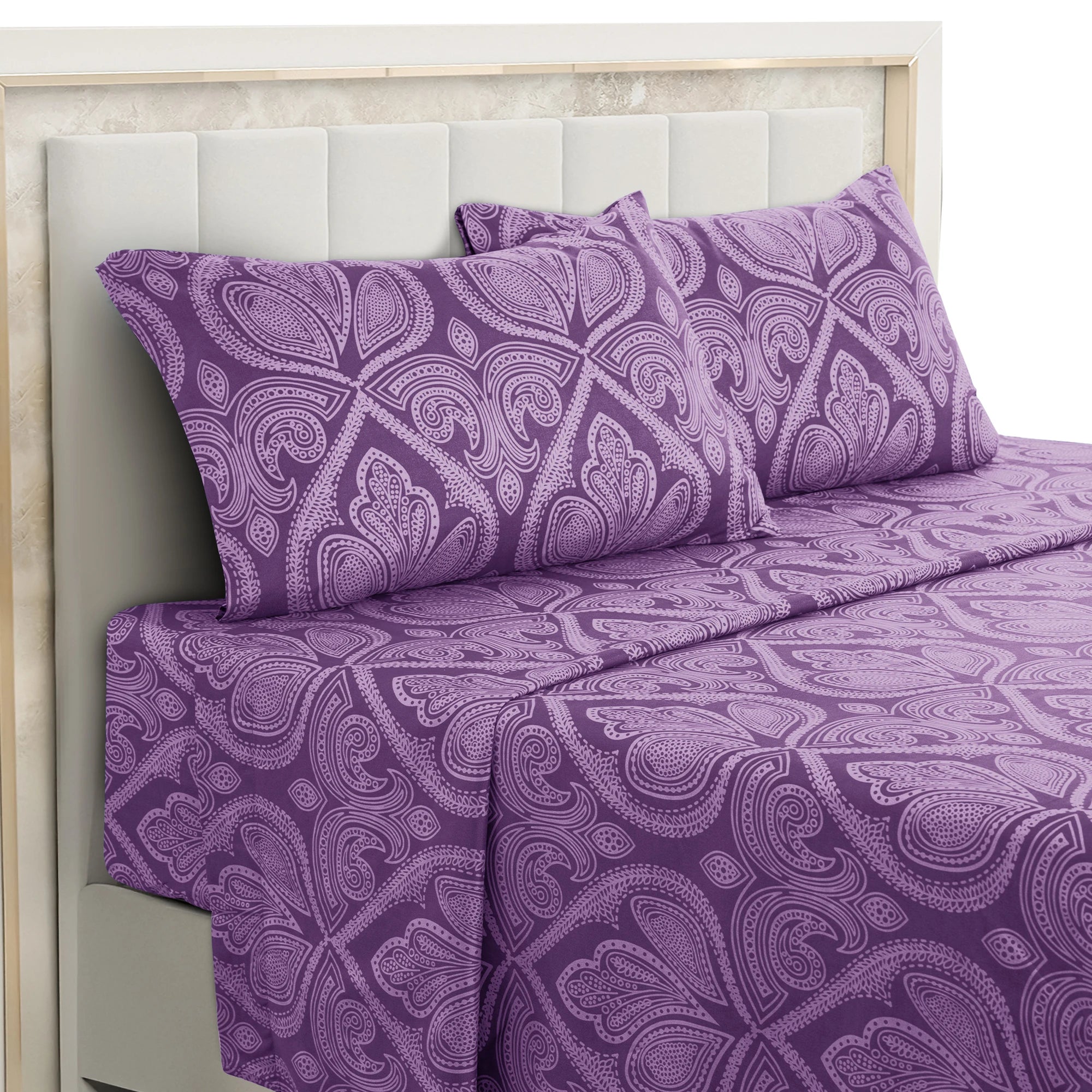 Gold Embroidered Lace Bed Skirt - Quilted Thick Anti-Slip Bedspread