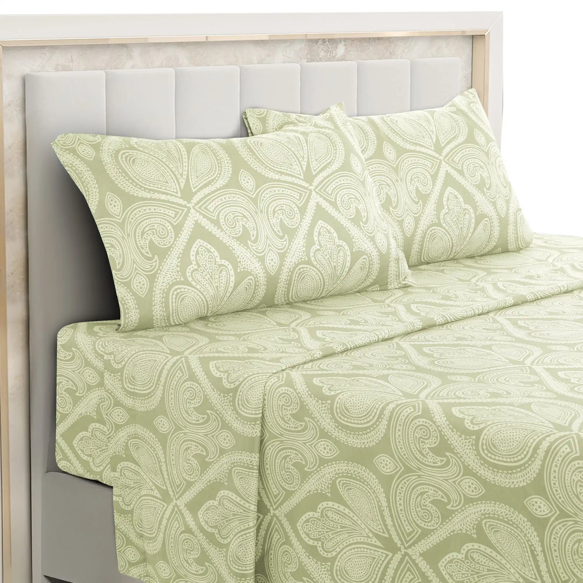 Gold Embroidered Lace Bed Skirt - Quilted Thick Anti-Slip Bedspread