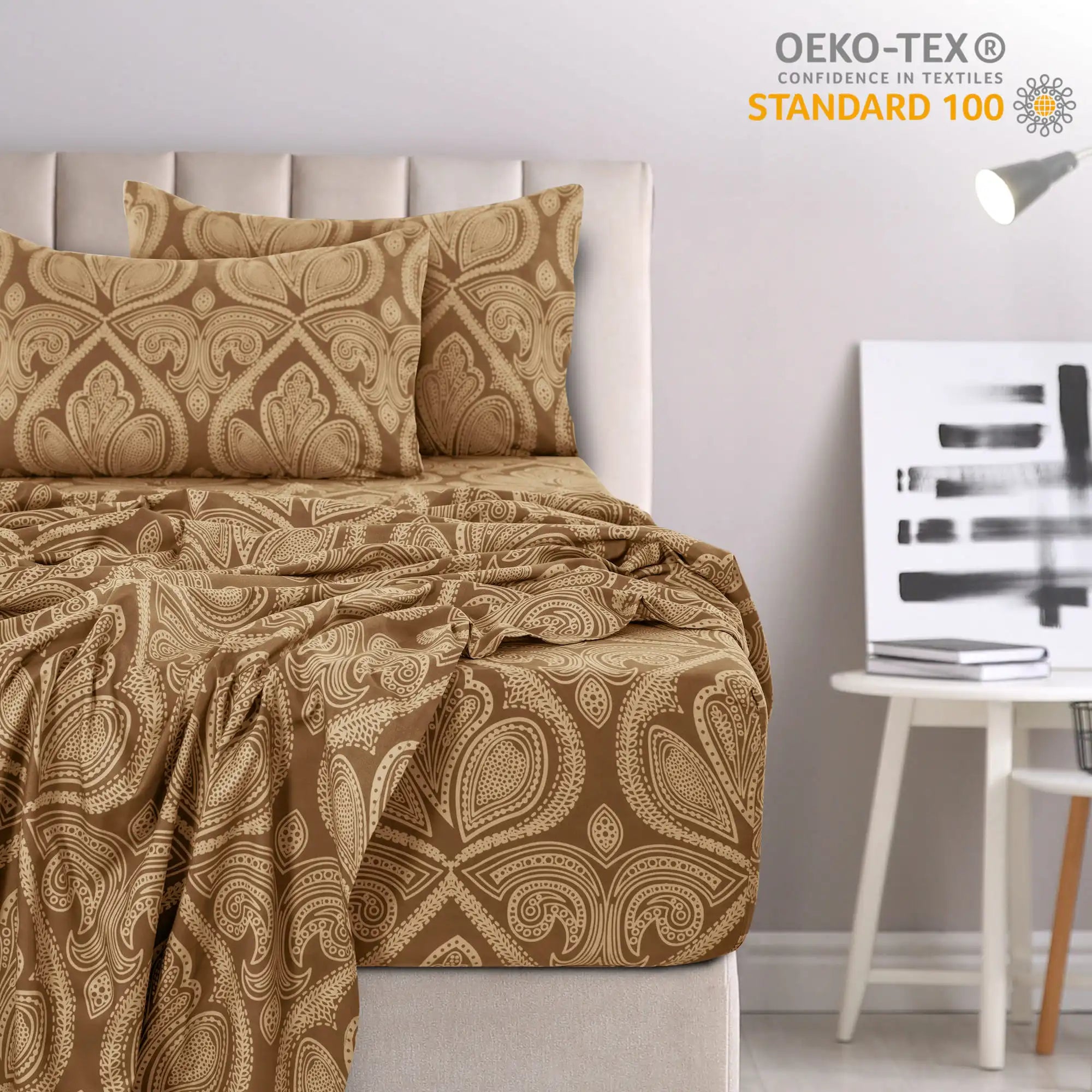 Gold Embroidered Lace Bed Skirt - Quilted Thick Anti-Slip Bedspread