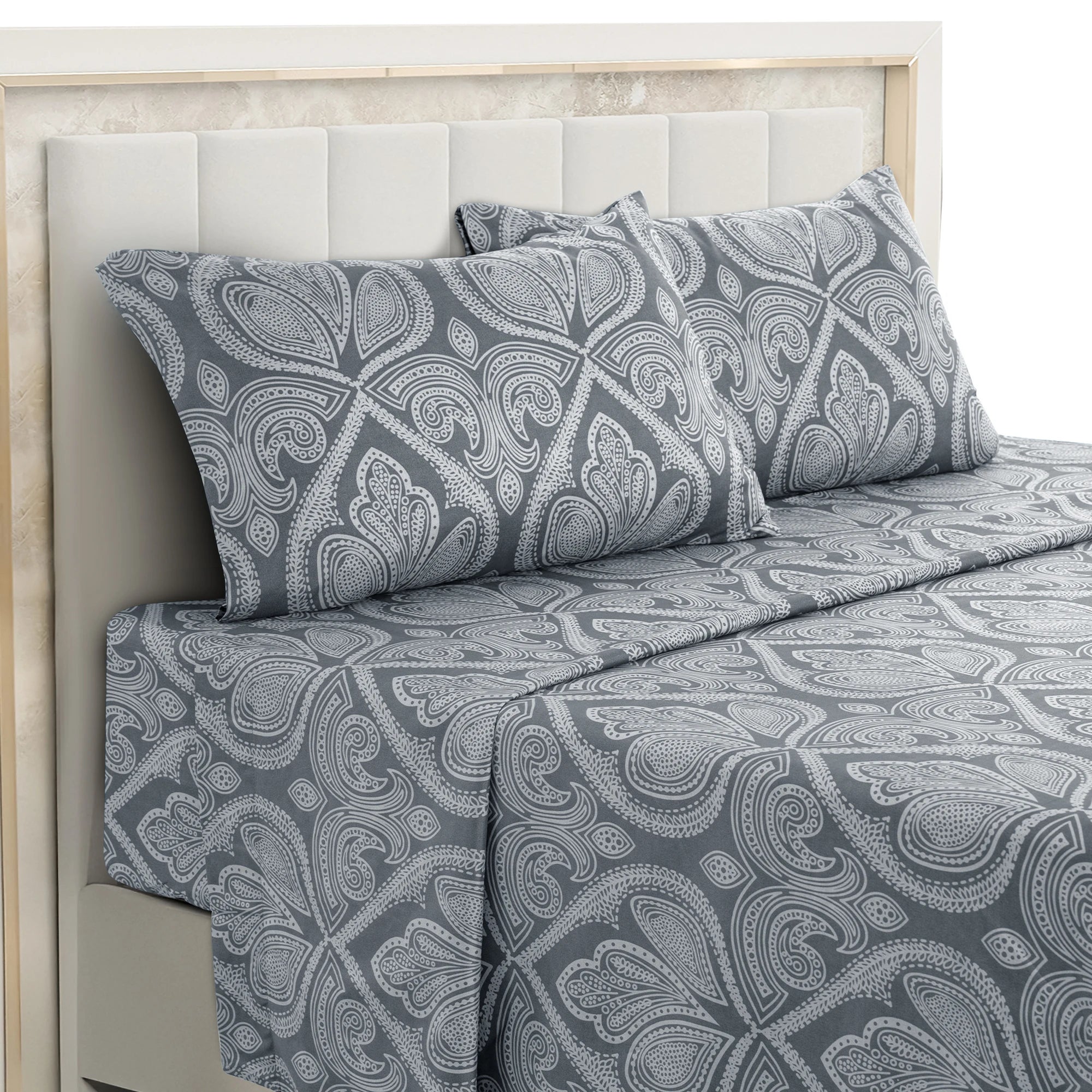 Gold Embroidered Lace Bed Skirt - Quilted Thick Anti-Slip Bedspread