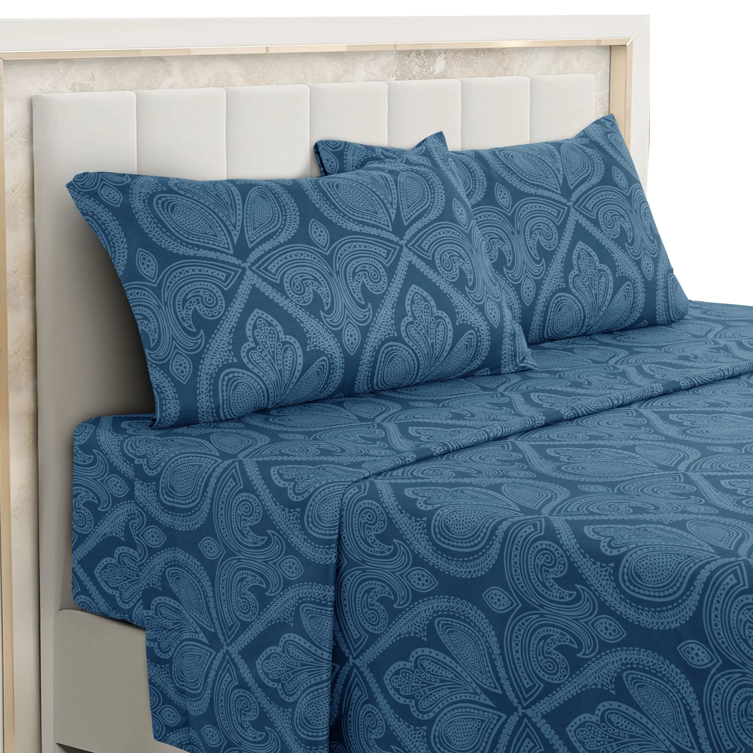Gold Embroidered Lace Bed Skirt - Quilted Thick Anti-Slip Bedspread