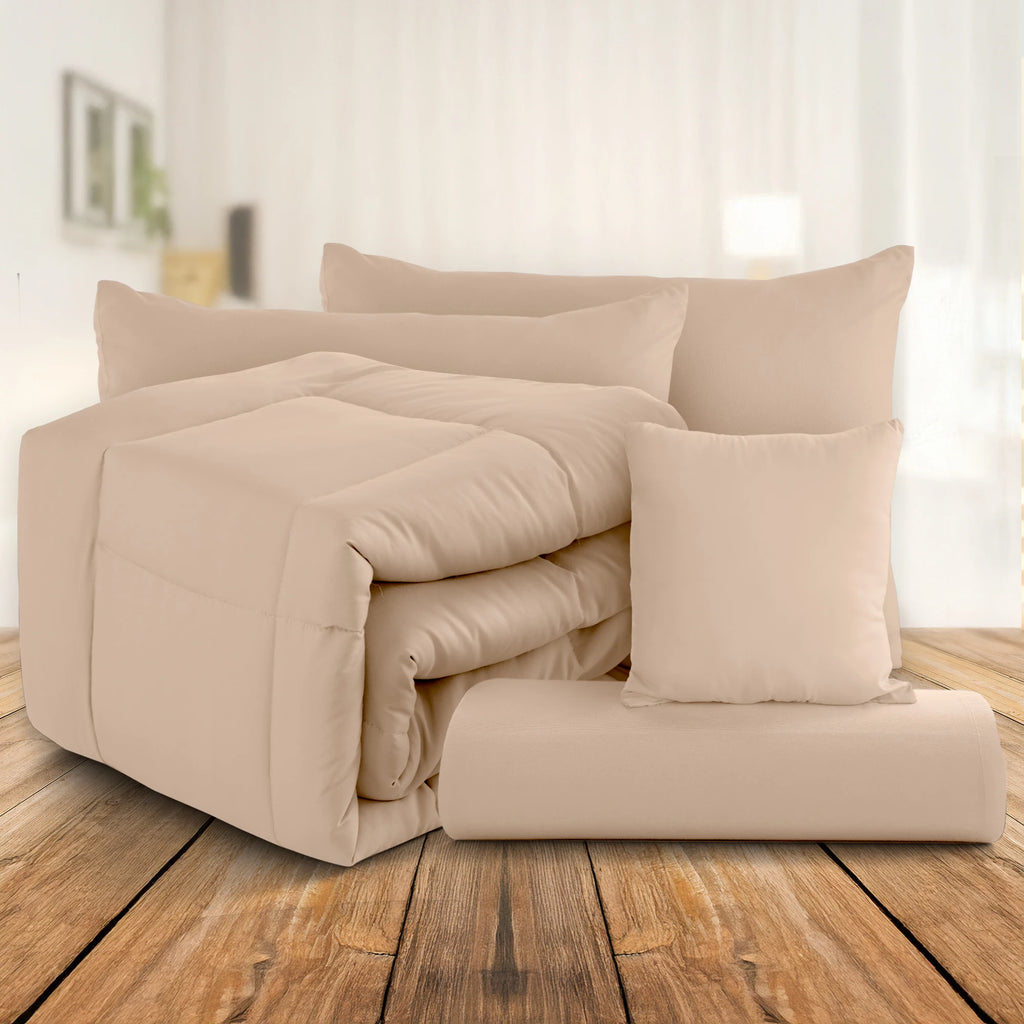 Lux Décor Premium 5-Piece Comforter Set - Ultra-Soft Microfiber Bed in a Bag with Shams, Decorative Pillow & Bed Skirt