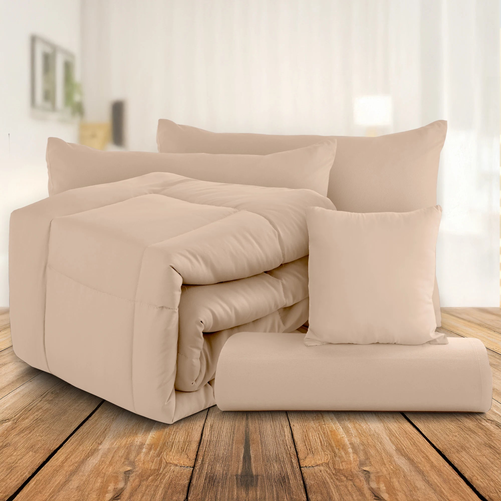 Lux Décor Premium 5-Piece Comforter Set - Ultra-Soft Microfiber Bed in a Bag with Shams, Decorative Pillow & Bed Skirt