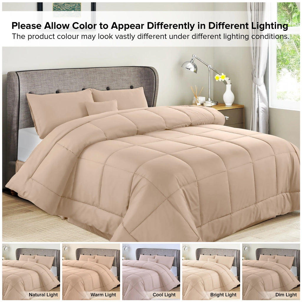 Lux Décor Premium 5-Piece Comforter Set - Ultra-Soft Microfiber Bed in a Bag with Shams, Decorative Pillow & Bed Skirt
