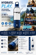 Pursonic 2-in-1 Smart Water Bottle with Built-In Bluetooth Speaker - BPA-Free Portable Sports Bottle