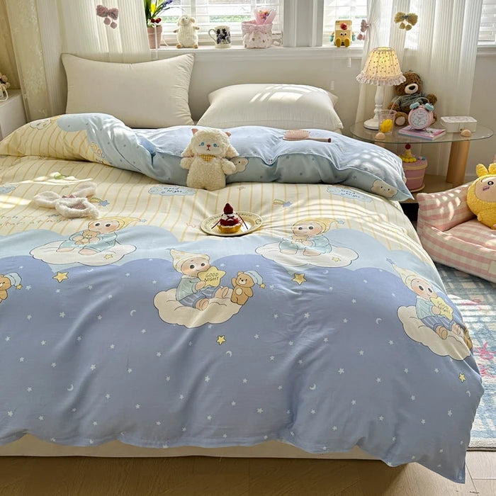Premium 100% Cotton Floral Duvet Cover - Soft Twill Weave Flower Printed Single/Queen/King Quilt Cover