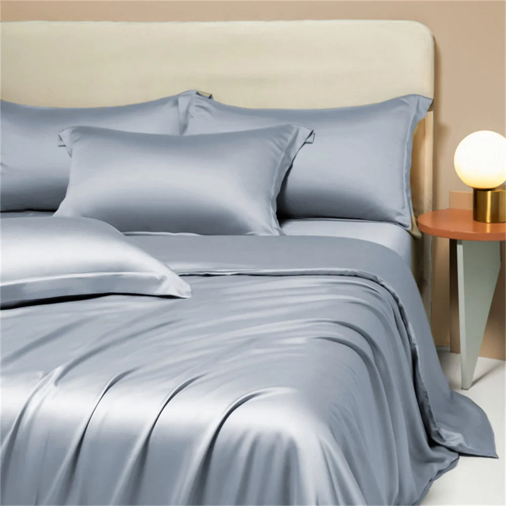 Plaid Silk Bedding Set - Modern Checkered Mulberry Bed Linen
