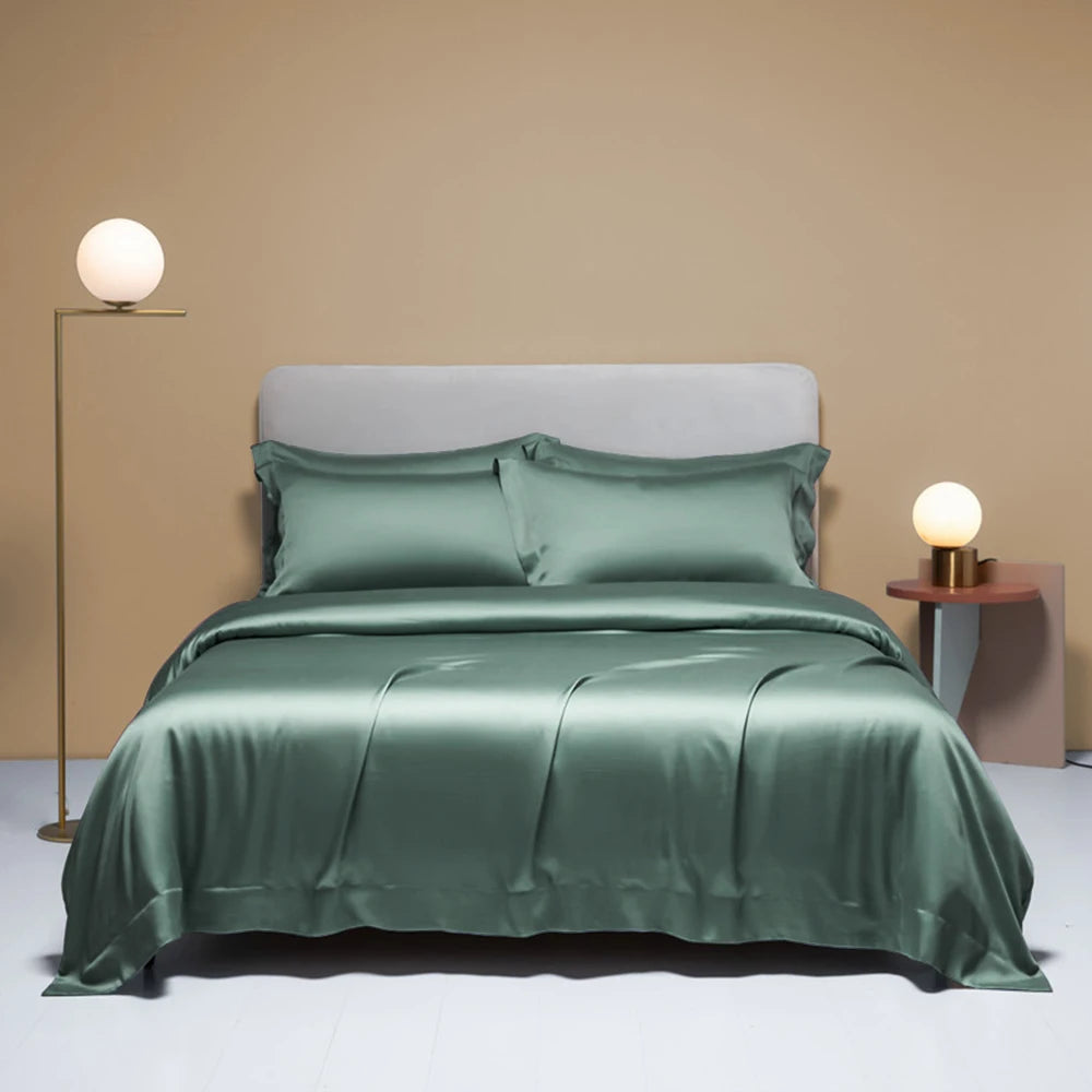Plaid Silk Bedding Set - Modern Checkered Mulberry Bed Linen