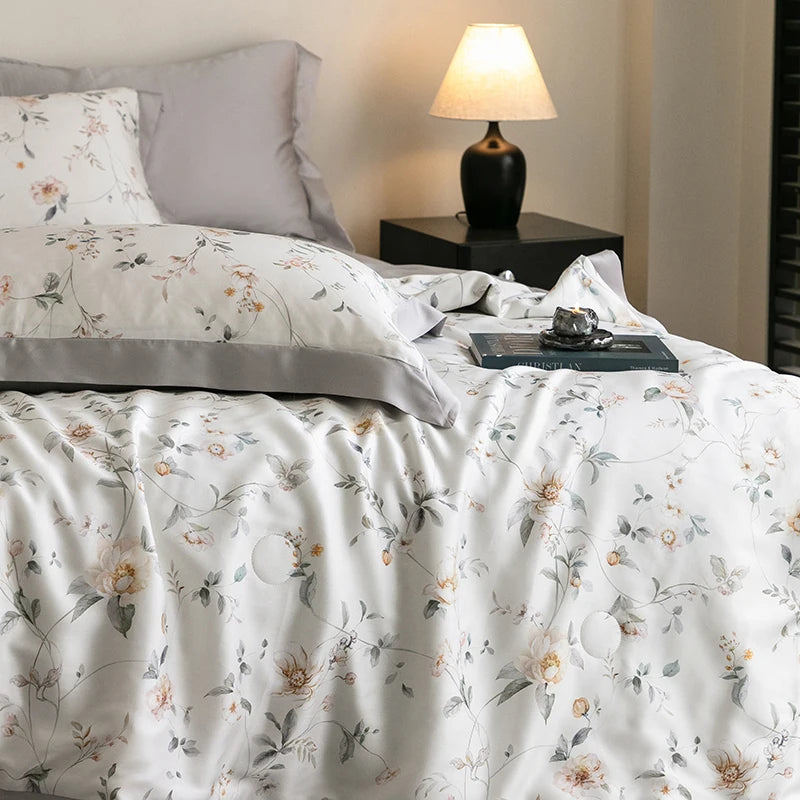 Premium Luxury Lyocell Summer Duvet Set - Ultra-Soft Breathable Cooling Blanket & Cool-Touch Bedding Sheet Set