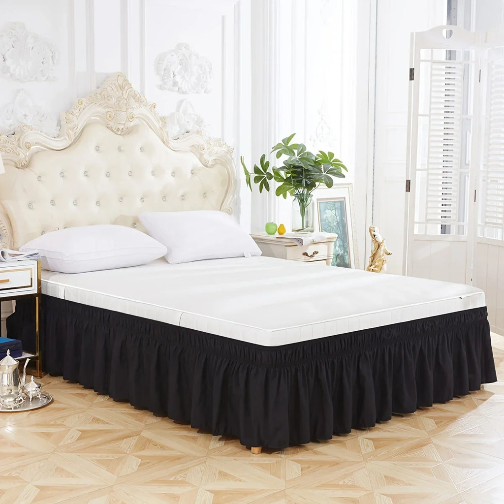 Adjustable Elastic Ruffle Bed Skirt - Ultra Soft Wrinkle-Resistant Bedspread