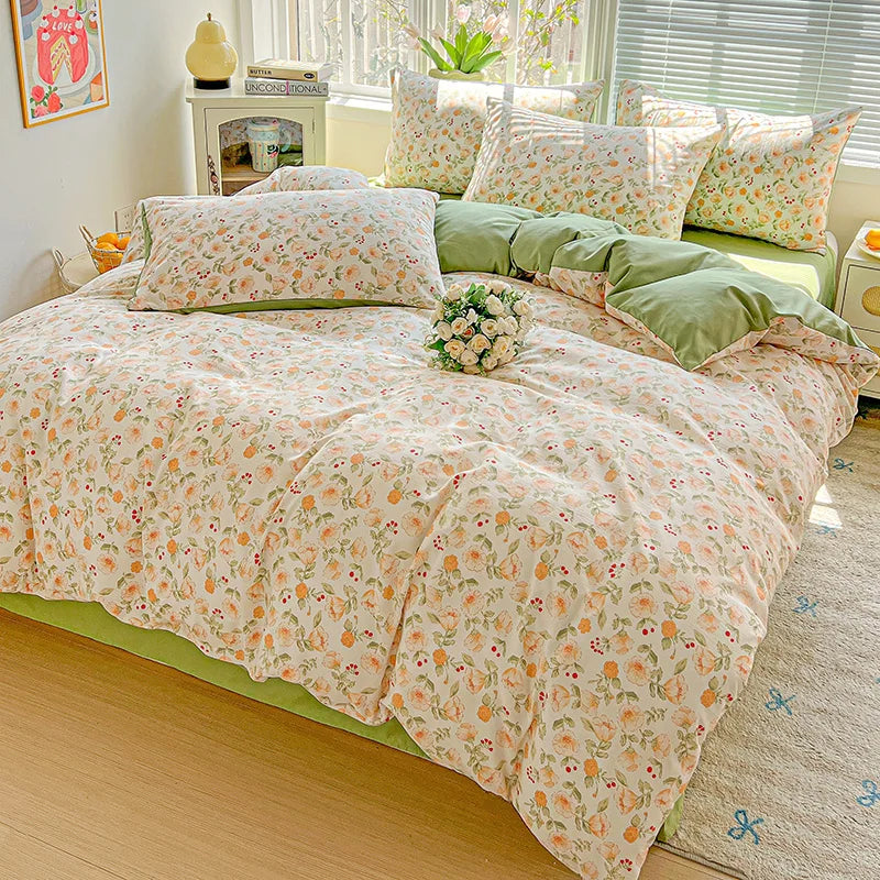 American Pastoral Floral Bedding Set - Soft Skin-Friendly Duvet Cover Set