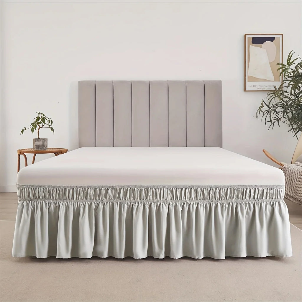 Adjustable Elastic Ruffle Bed Skirt - Ultra Soft Wrinkle-Resistant Bedspread