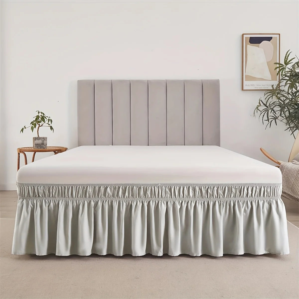 Adjustable Elastic Ruffle Bed Skirt - Ultra Soft Wrinkle-Resistant Bedspread