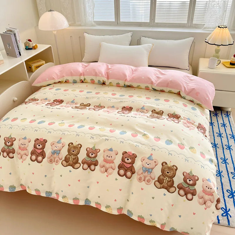 Premium 100% Cotton Floral Duvet Cover - Soft Twill Weave Flower Printed Single/Queen/King Quilt Cover