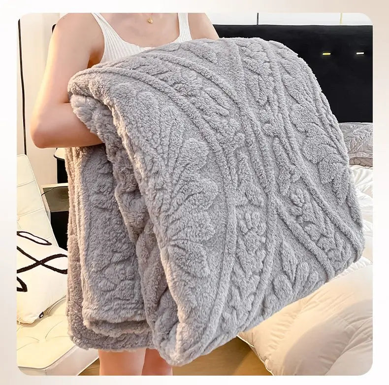 European Style 3D Floral Printed Blanket Adult Thick Coral Fleece Blanket in Winter Warm Easy To Maintain Air Conditioning Quilt