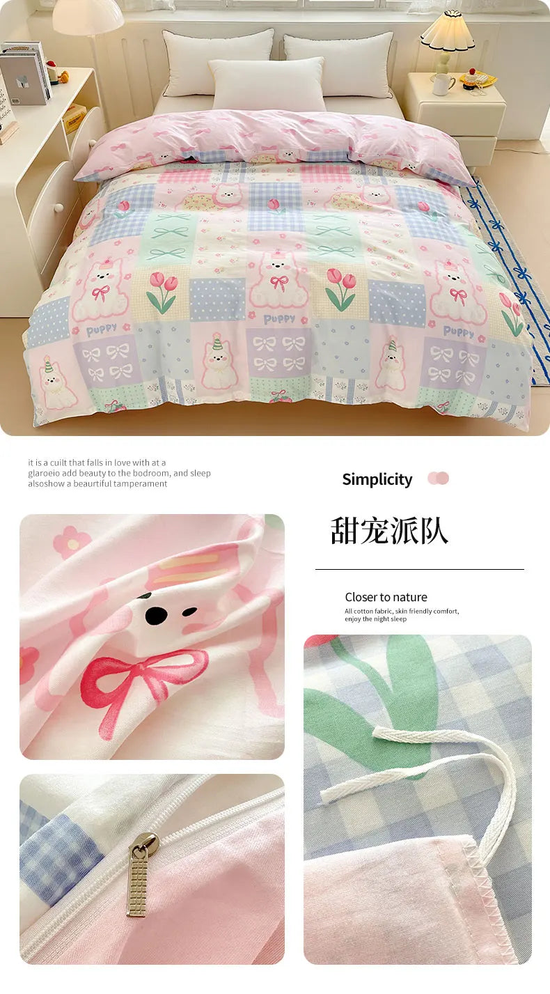 Premium 100% Cotton Floral Duvet Cover - Soft Twill Weave Flower Printed Single/Queen/King Quilt Cover