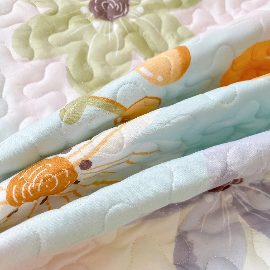 1pc Quilted Bedspread with Lace Ruffles Flower Printed Thickened Blanket Single/Queen/King Quilted Bed Cover Soft Bedspreads Bed