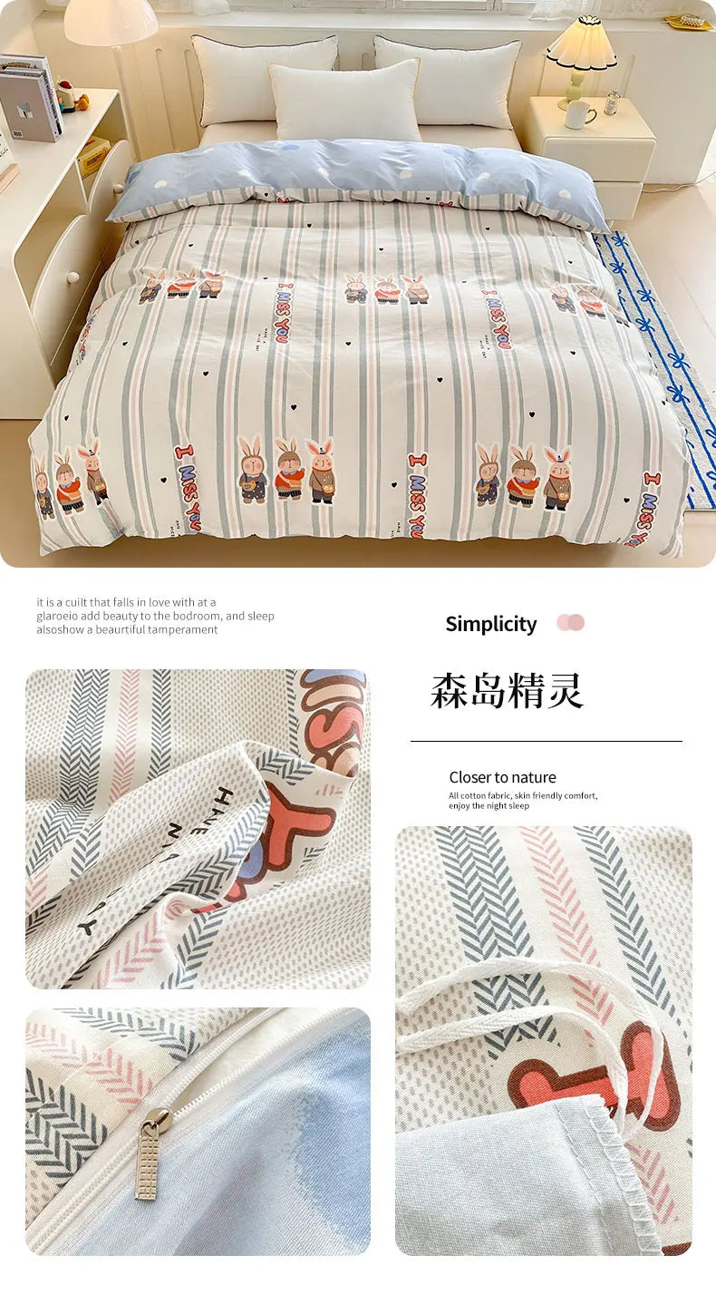 Premium 100% Cotton Floral Duvet Cover - Soft Twill Weave Flower Printed Single/Queen/King Quilt Cover