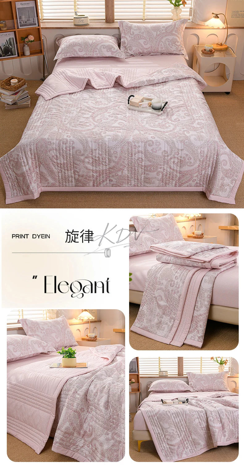 Floral Summer Cooling Quilt - Lightweight Breathable Bedding Set