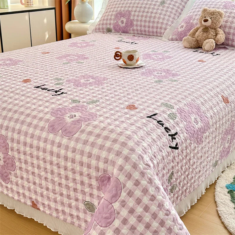 Thicken Bed Cover Floral Style Bedspread Home Bed Linen Double Bedspreads Adults Kids Room Bedsheet cubrecama (No Pillowcase)