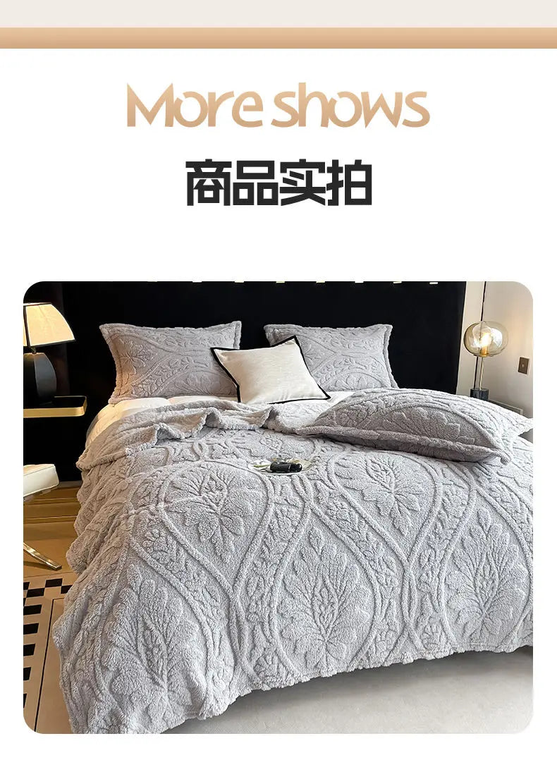 European Style 3D Floral Printed Blanket Adult Thick Coral Fleece Blanket in Winter Warm Easy To Maintain Air Conditioning Quilt