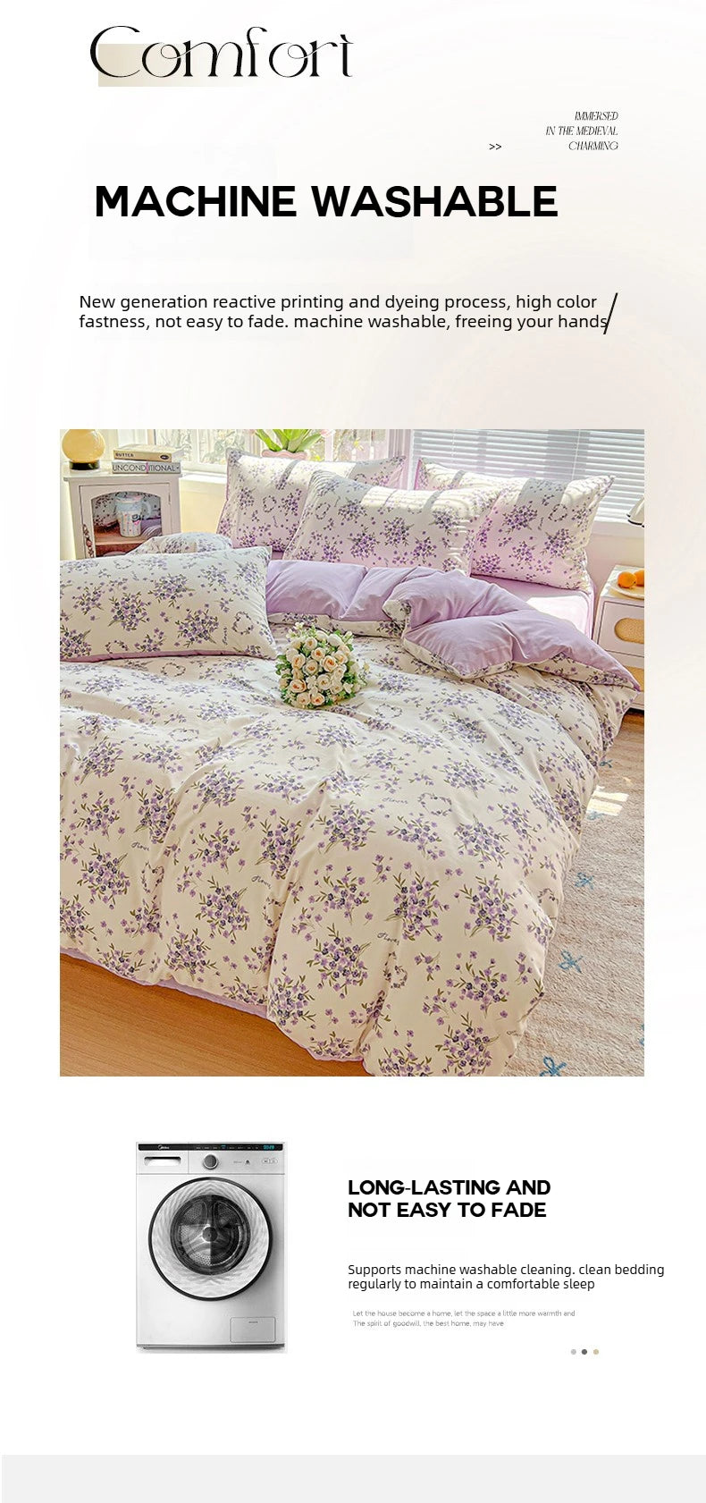 American Pastoral Floral Bedding Set - Soft Skin-Friendly Duvet Cover Set