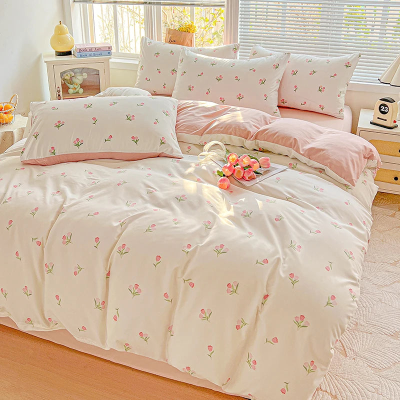 American Pastoral Floral Bedding Set - Soft Skin-Friendly Duvet Cover Set