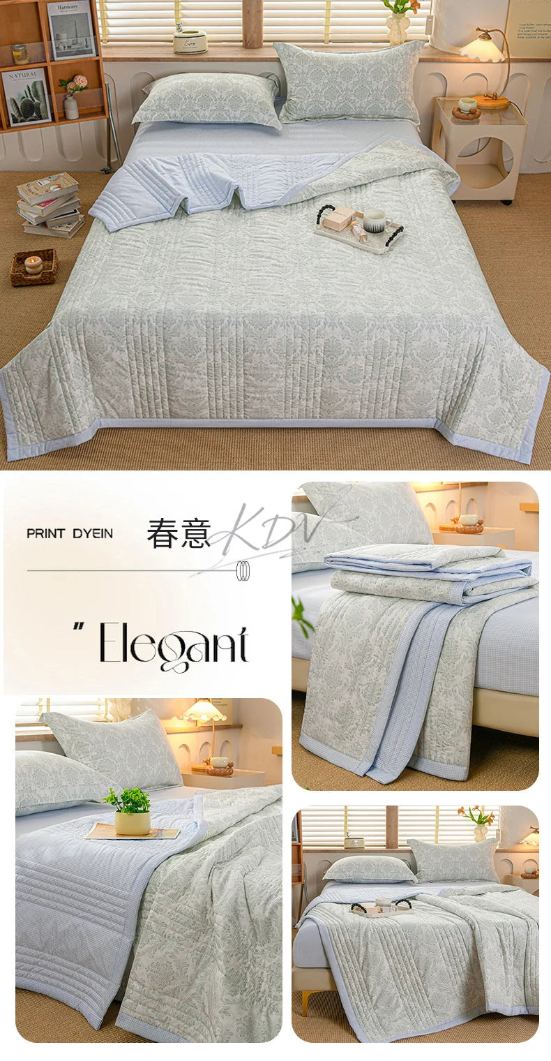 Floral Summer Cooling Quilt - Lightweight Breathable Bedding Set