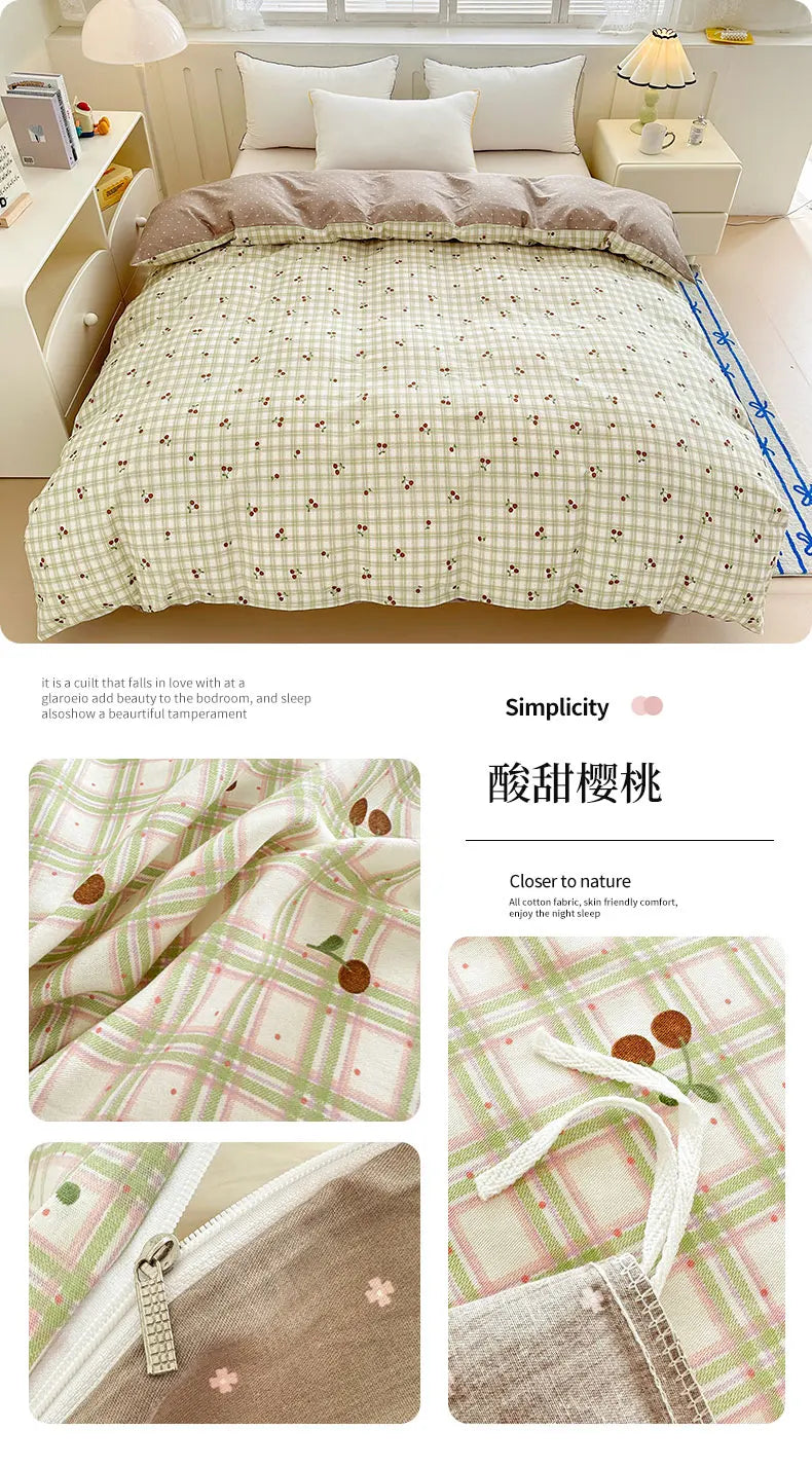 Premium 100% Cotton Floral Duvet Cover - Soft Twill Weave Flower Printed Single/Queen/King Quilt Cover