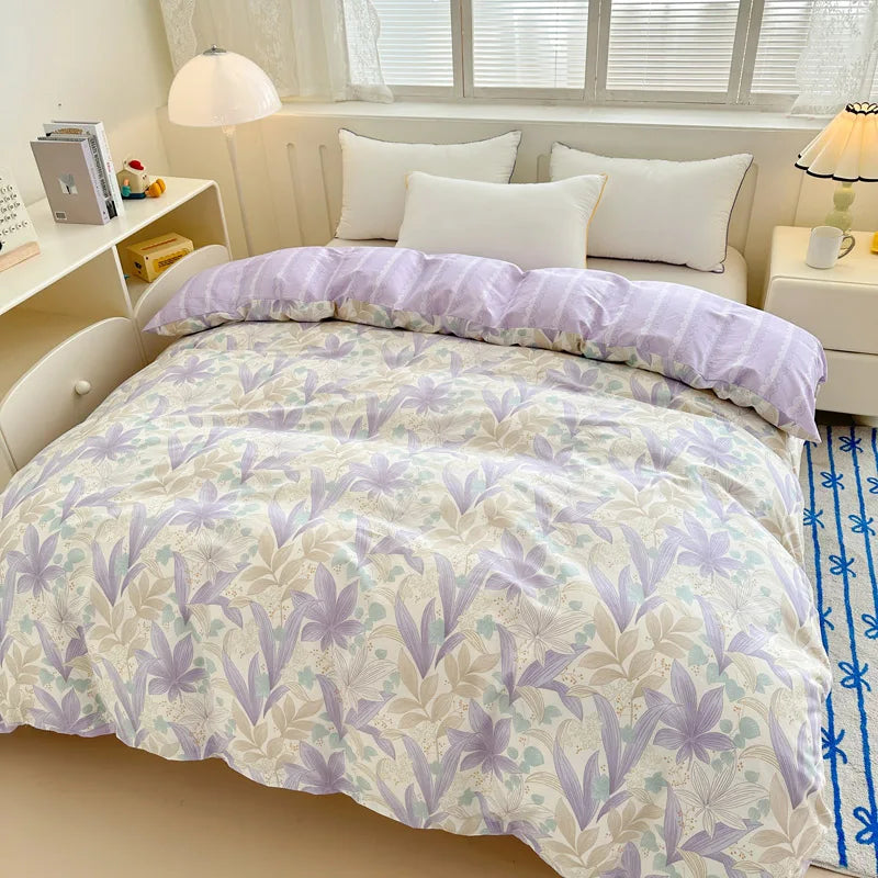 Premium 100% Cotton Floral Duvet Cover - Soft Twill Weave Flower Printed Single/Queen/King Quilt Cover