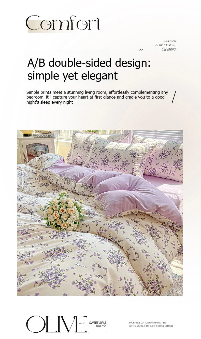 American Pastoral Floral Bedding Set - Soft Skin-Friendly Duvet Cover Set