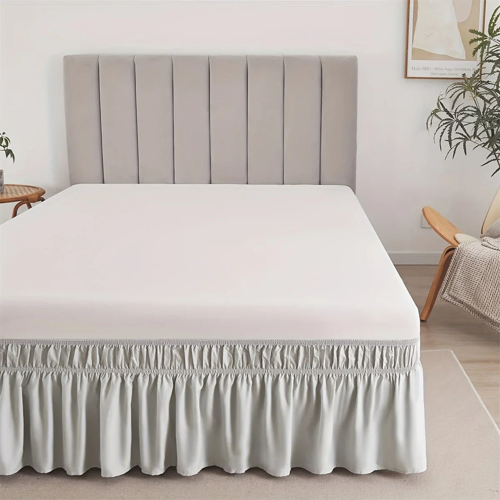 Adjustable Elastic Ruffle Bed Skirt - Ultra Soft Wrinkle-Resistant Bedspread