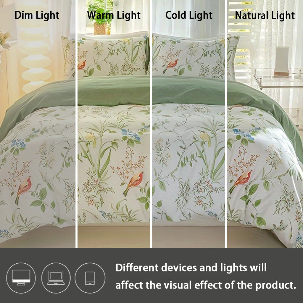 Leaf Floral Pattern Duvet Cover Set - Soft Skin-Friendly Bedding
