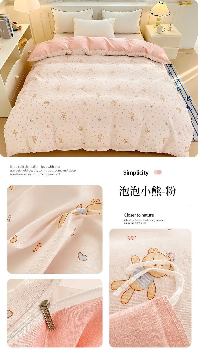 Premium 100% Cotton Floral Duvet Cover - Soft Twill Weave Flower Printed Single/Queen/King Quilt Cover