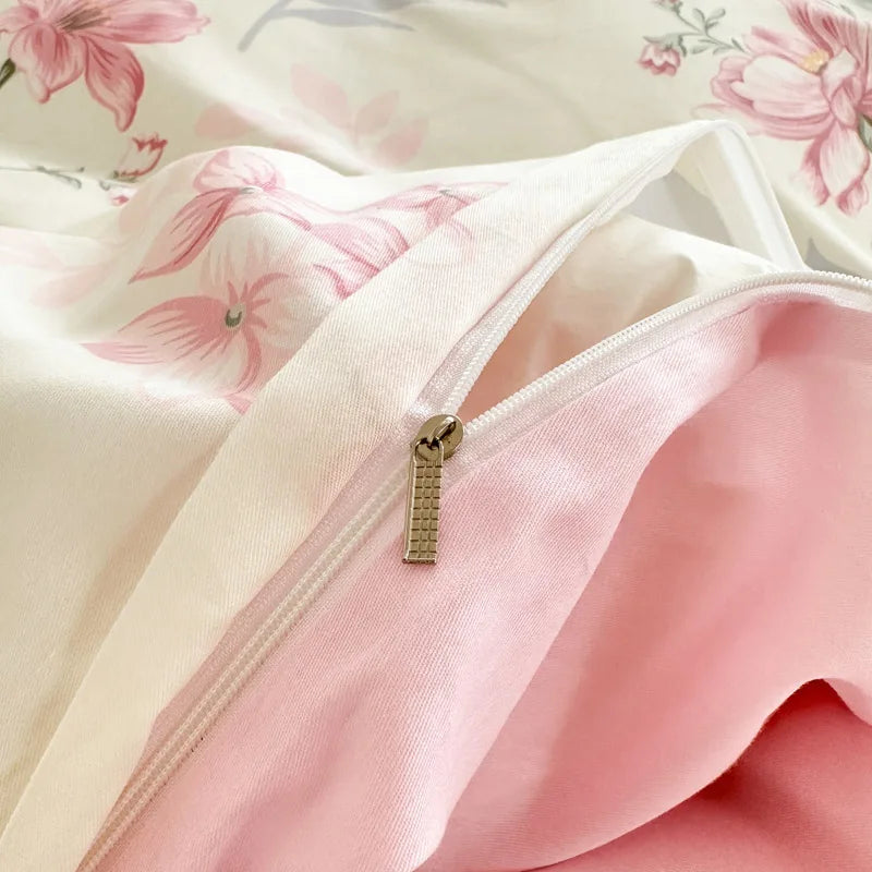 Premium 100% Cotton Floral Duvet Cover - Soft Twill Weave Flower Printed Single/Queen/King Quilt Cover