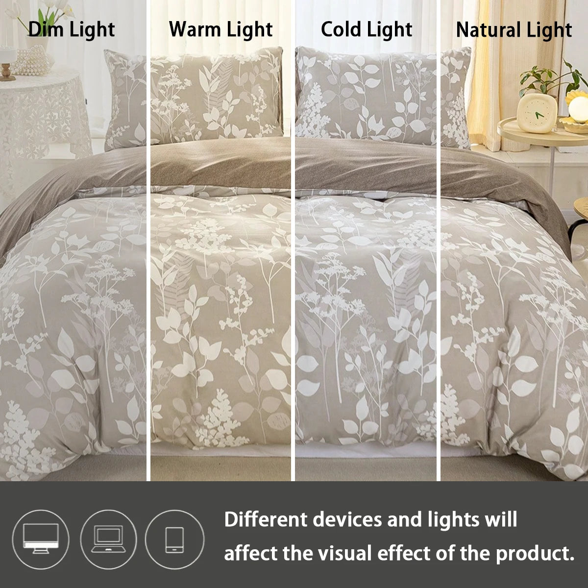 Leaf Floral Pattern Duvet Cover Set - Soft Skin-Friendly Bedding