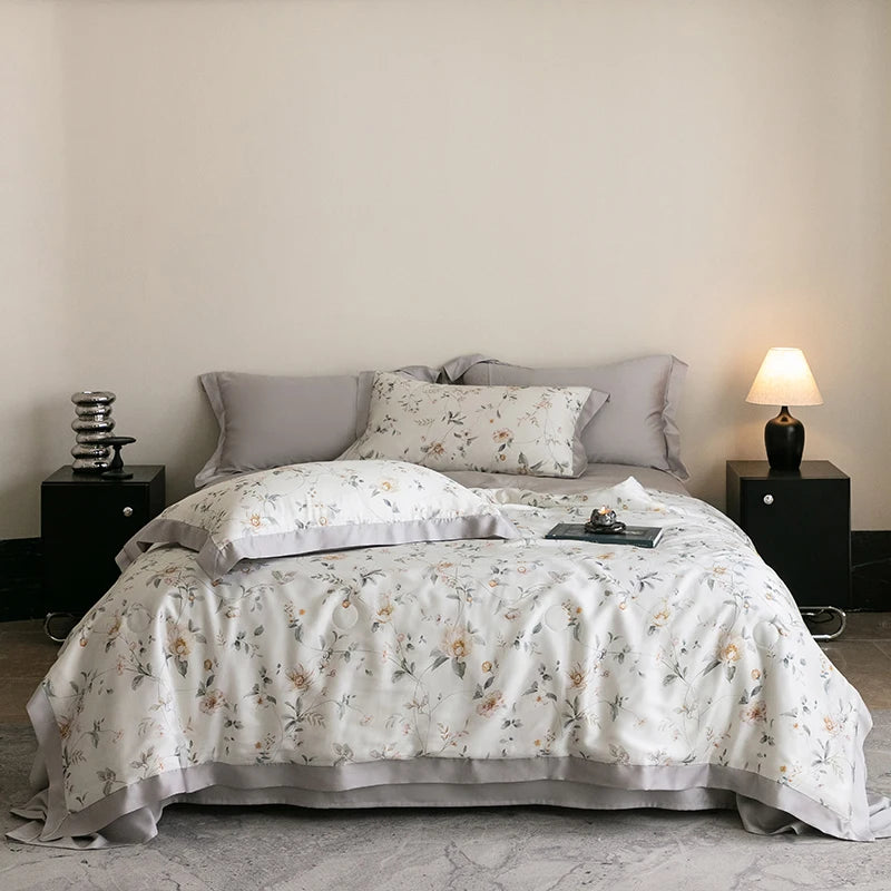 Premium Luxury Lyocell Summer Duvet Set - Ultra-Soft Breathable Cooling Blanket & Cool-Touch Bedding Sheet Set