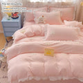 Pink Bowknot Embroidery Bedding Set - Premium Soft Twill Quilt Set