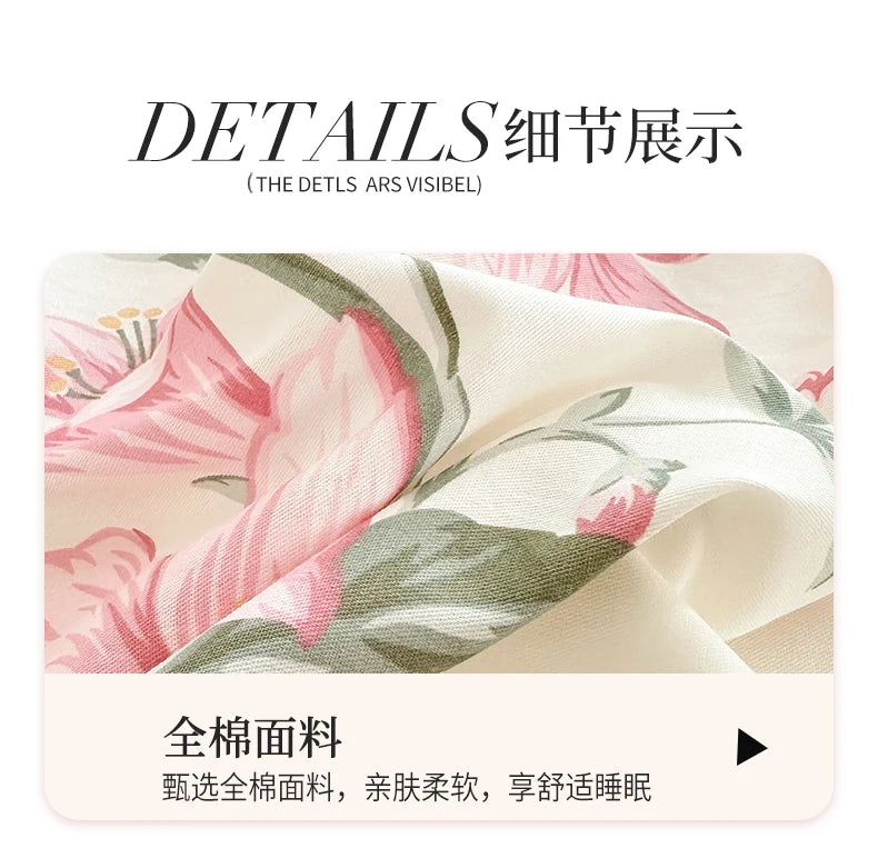 Premium 100% Cotton Floral Duvet Cover - Soft Twill Weave Flower Printed Single/Queen/King Quilt Cover