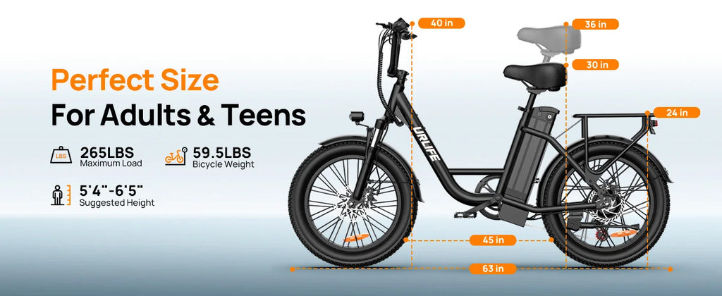 URLIFE 1000W E20 Electric Bike | 48V 13Ah Removable Battery, 28MPH, 20''X3" Fat Tire, 7-Speed E-Bike with Dual Disc Brake