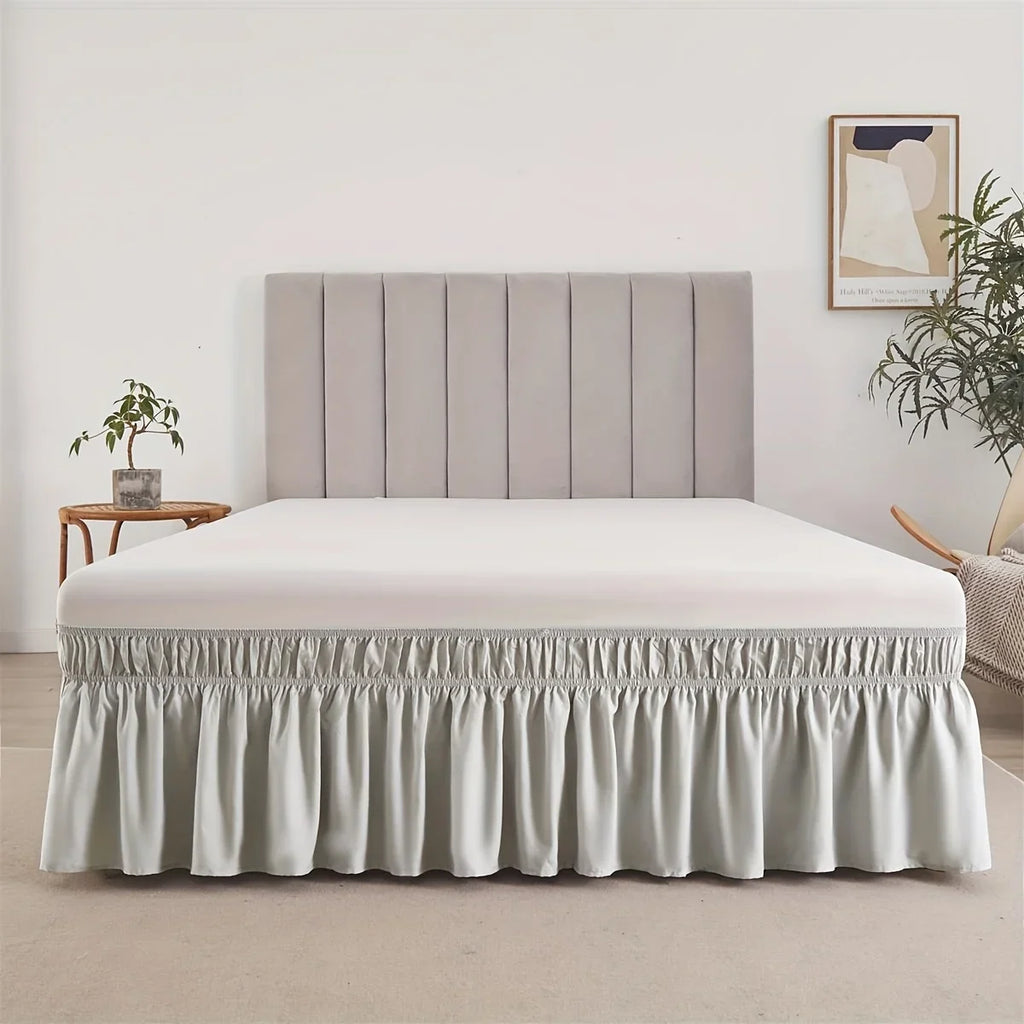 Adjustable Elastic Ruffle Bed Skirt - Ultra Soft Wrinkle-Resistant Bedspread
