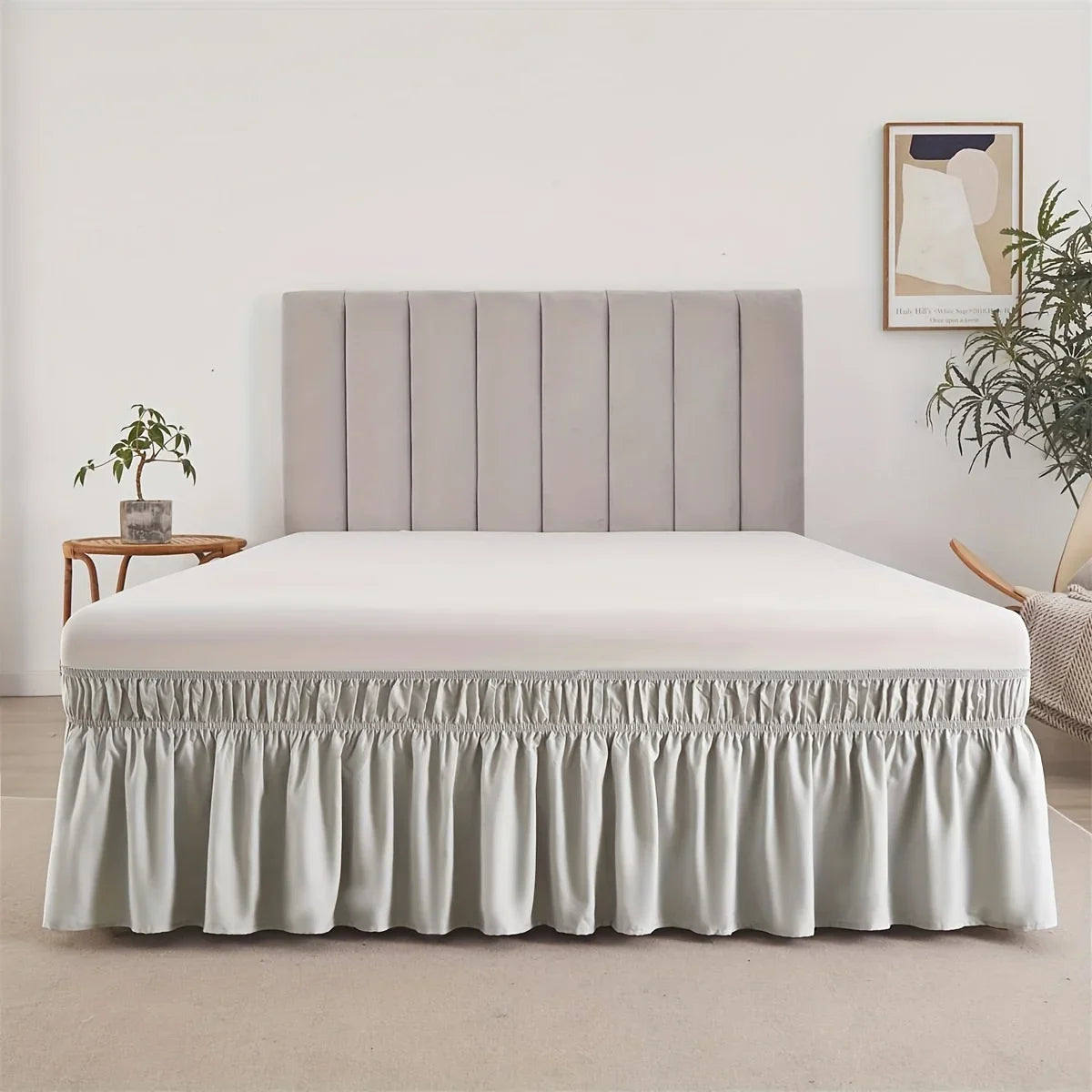 Adjustable Elastic Ruffle Bed Skirt - Ultra Soft Wrinkle-Resistant Bedspread