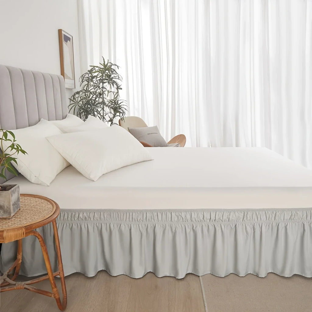 Adjustable Elastic Ruffle Bed Skirt - Ultra Soft Wrinkle-Resistant Bedspread
