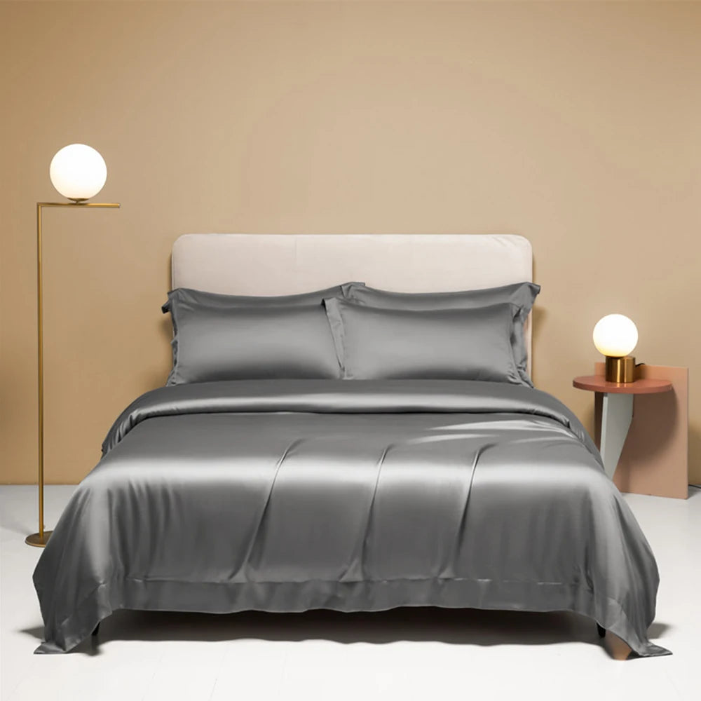 Plaid Silk Bedding Set - Modern Checkered Mulberry Bed Linen