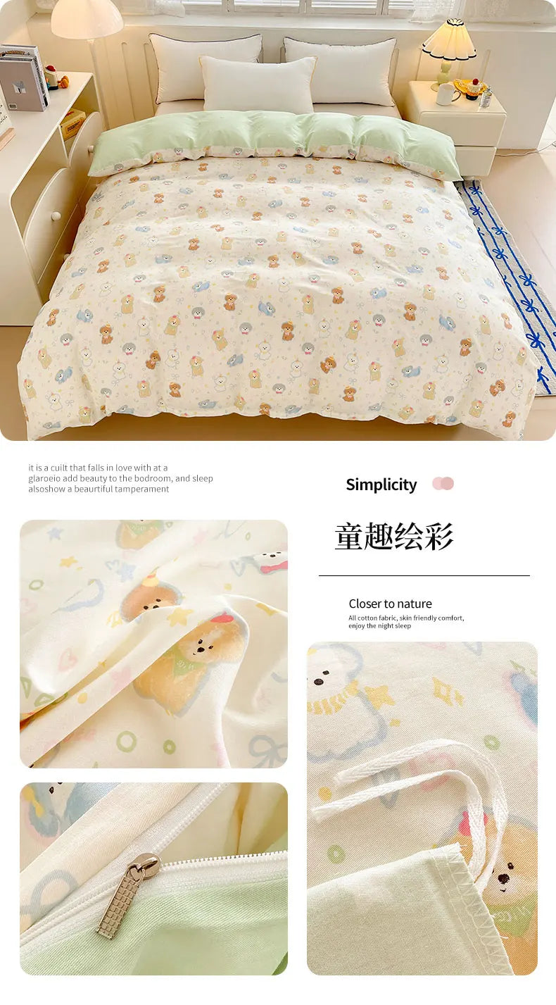 Premium 100% Cotton Floral Duvet Cover - Soft Twill Weave Flower Printed Single/Queen/King Quilt Cover