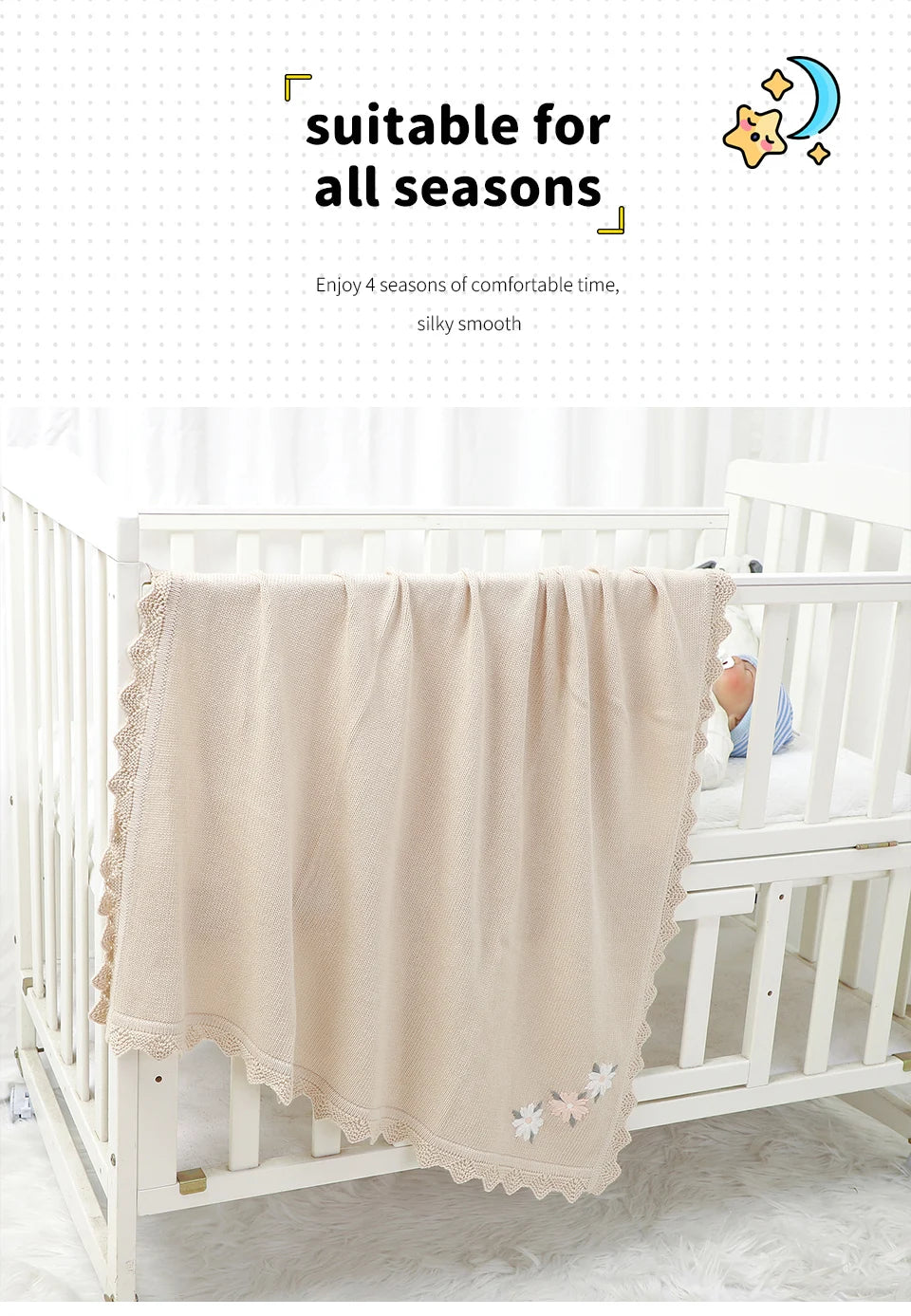 Floral Embroideried Baby Cotton Blankets Knitting Newborn 100*800cm Stroller Bedding Sleeping Covers Stuff Infant Receiving Mats