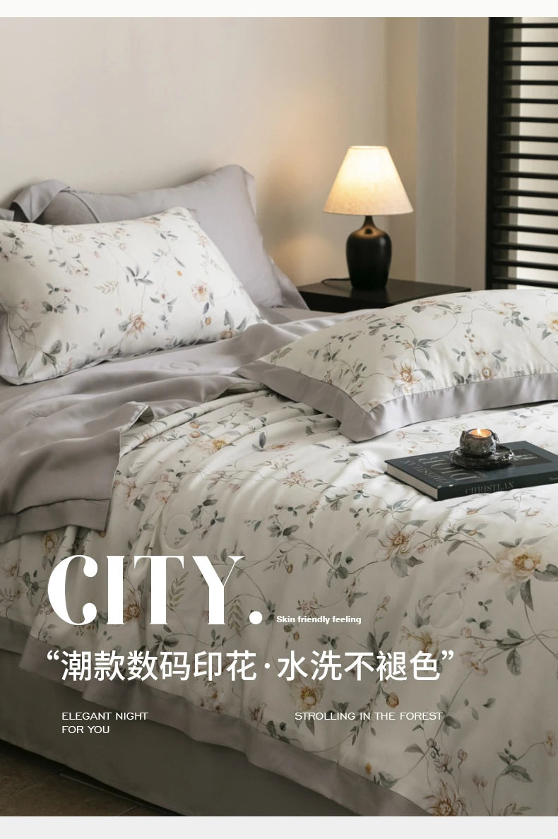 Premium Luxury Lyocell Summer Duvet Set - Ultra-Soft Breathable Cooling Blanket & Cool-Touch Bedding Sheet Set