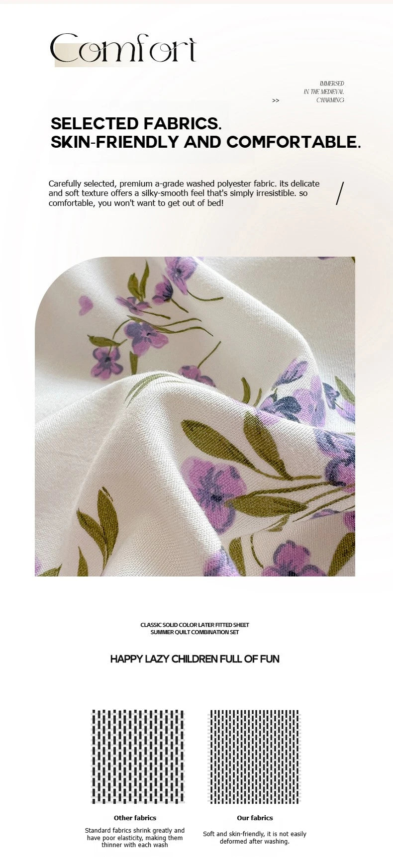 American Pastoral Floral Bedding Set - Soft Skin-Friendly Duvet Cover Set